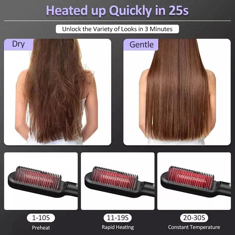 Alisador de cabelo termostático Pente 5 configurações de temperatura Escova de alisamento Calor rápido cabelo profissional alisamento brus